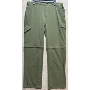 Cargo Pants Men's Fishing Hiking 36x29 Green Convertible Zip Nylon Spandex GUC